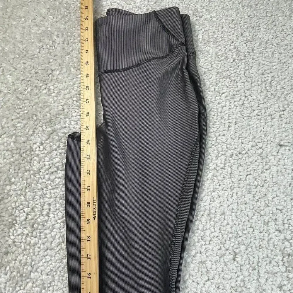 Lululemon Base Pace High Rise Tight Legging Two Toned Ribbed Black Womens 8